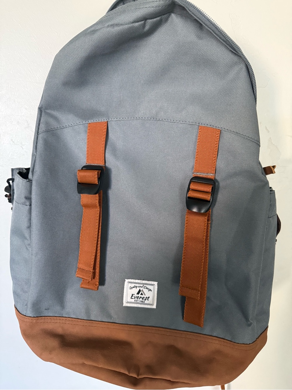 Everest Gray Backpack with Brown Accents
